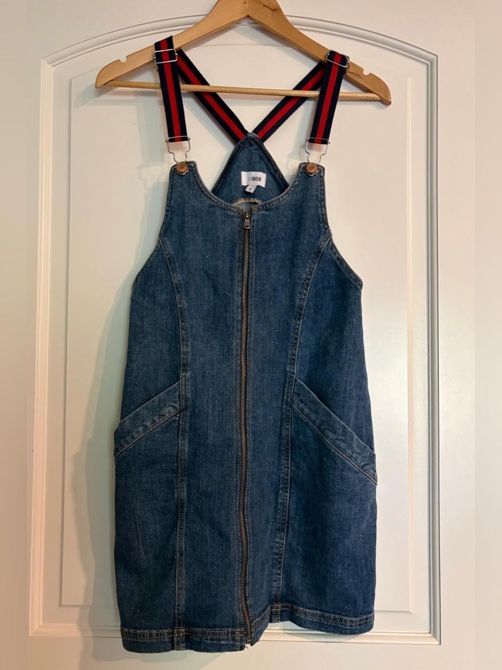 M1858 Marcelle Mini Jumper Blue Denim Pinafore Dress Adjustable Straps S